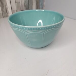 Primagero Portugal 8" Aqua Blue Ceramic Bowl‎ Embossed Details Kitchen Decor